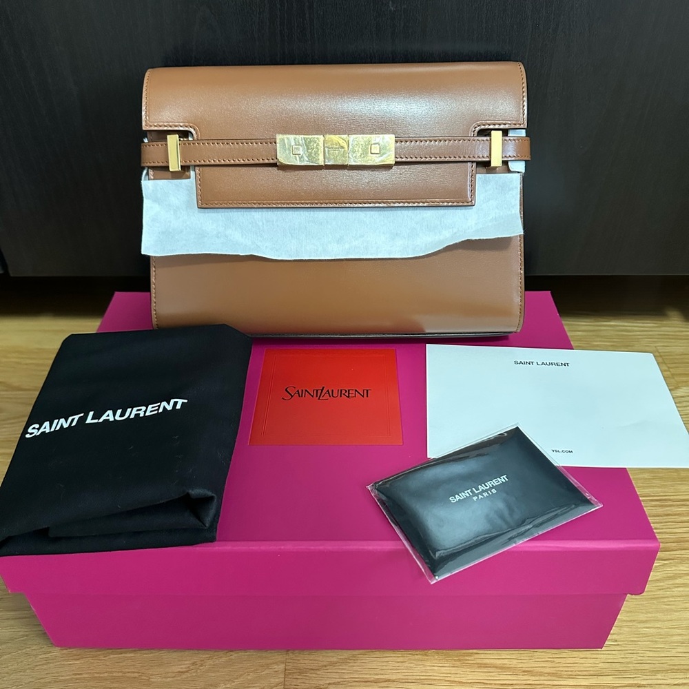 💯%Authentic!Brand New!Saint Laurent Manhattan Small Shoulder Bag In Box Leather